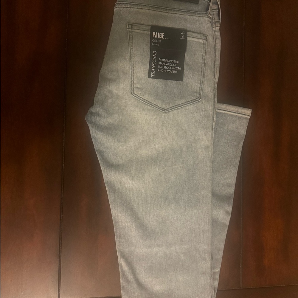 Paige Light Wash Croft Skinny Jeans - Picture 2 of 5